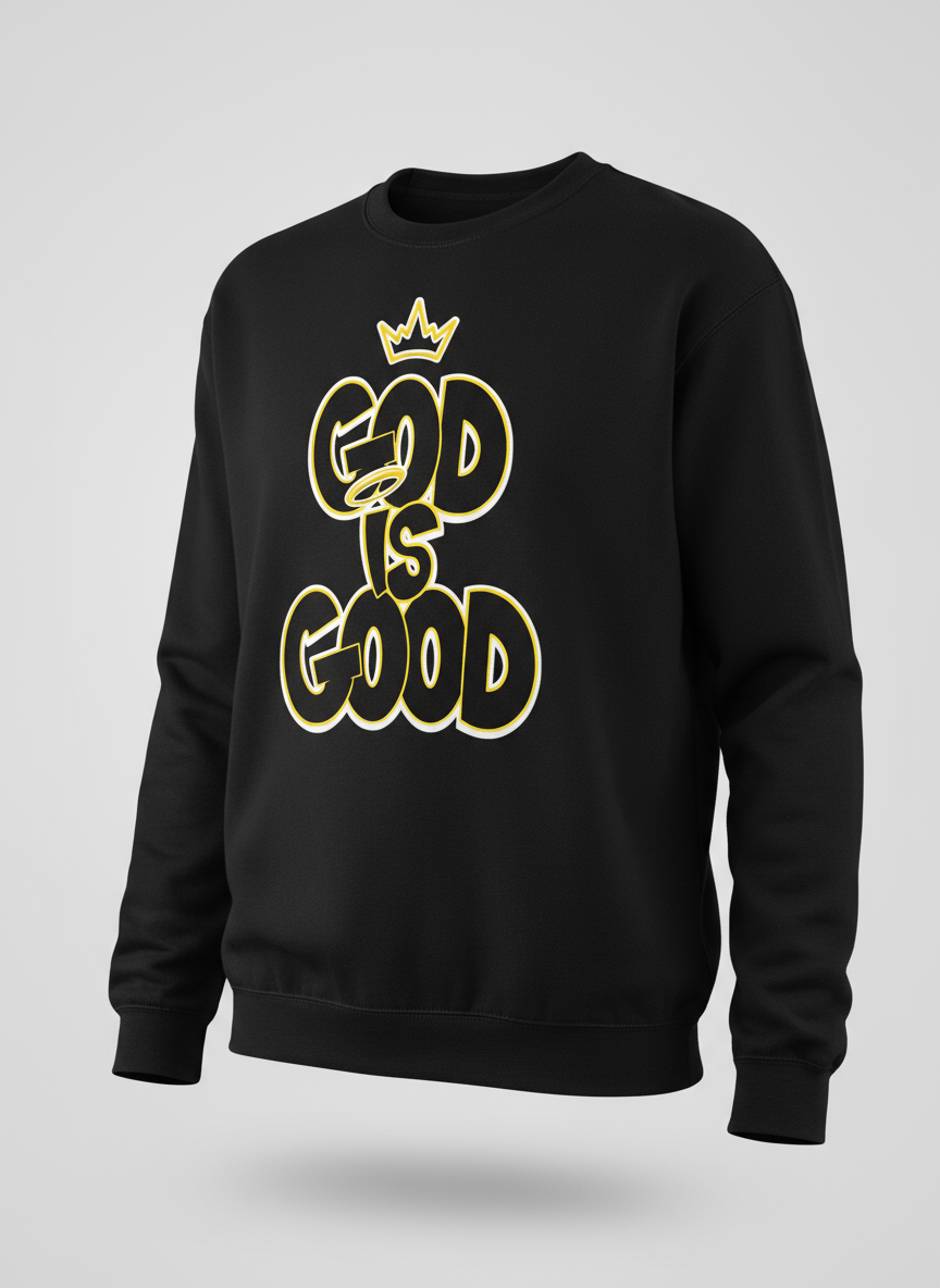 Black “God Is Good” Crewneck