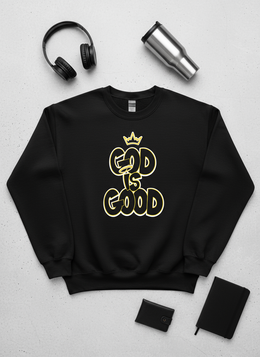 Black “God Is Good” Crewneck
