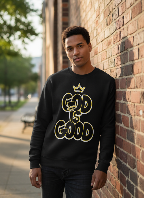 Black “God Is Good” Crewneck