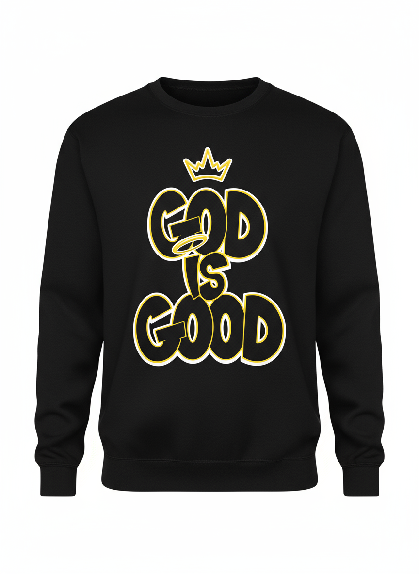 Black “God Is Good” Crewneck