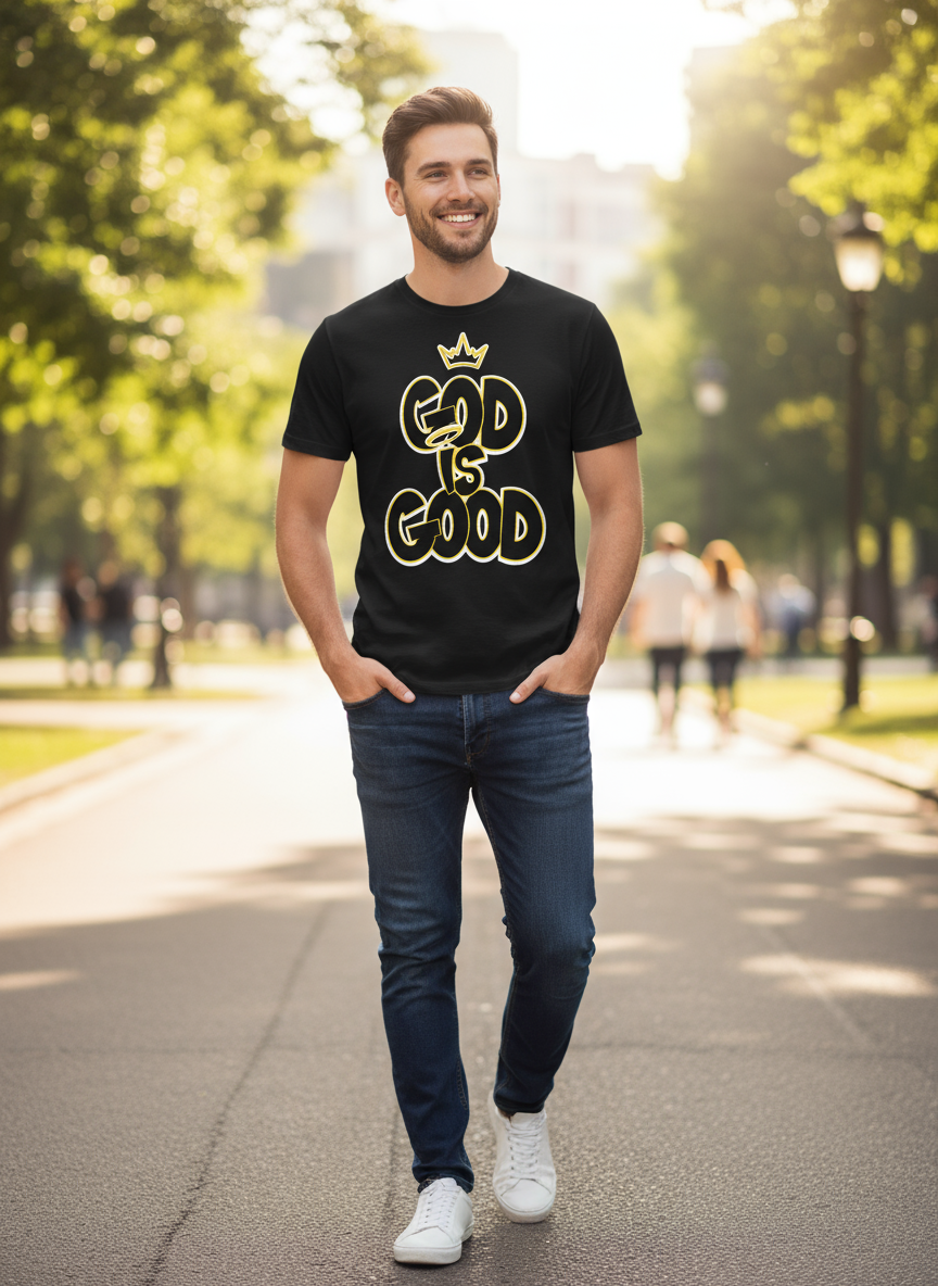 God is Good / Black on Black Short Sleeve T-shirt